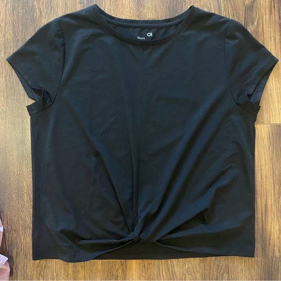 2 Gap Fit twist front tee shirts size med pink black cropped short sleeve crew - Picture 3 of 10